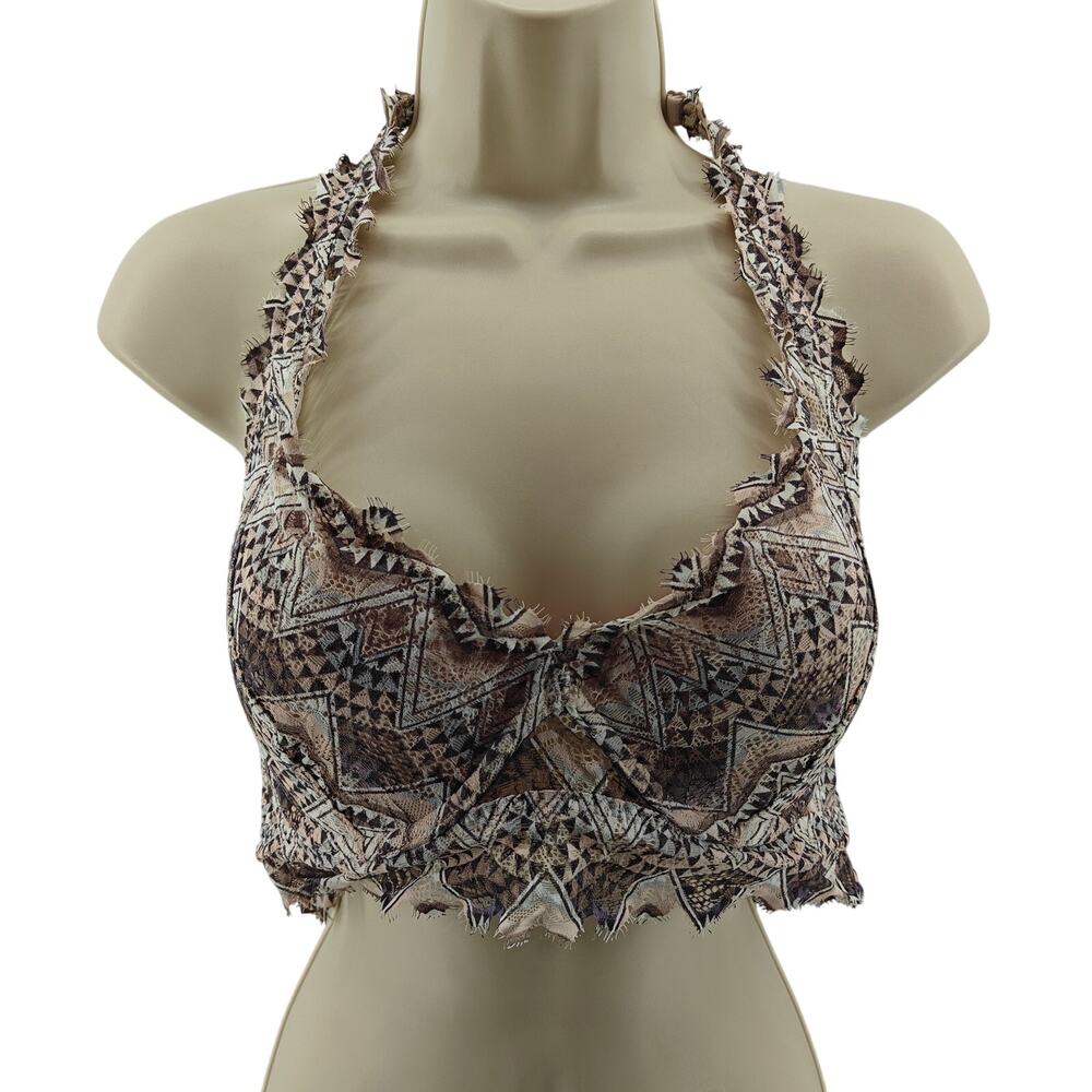 Victoria’s Secret PINK Lace Bralette Halter Aztec Eyelash Womens Large